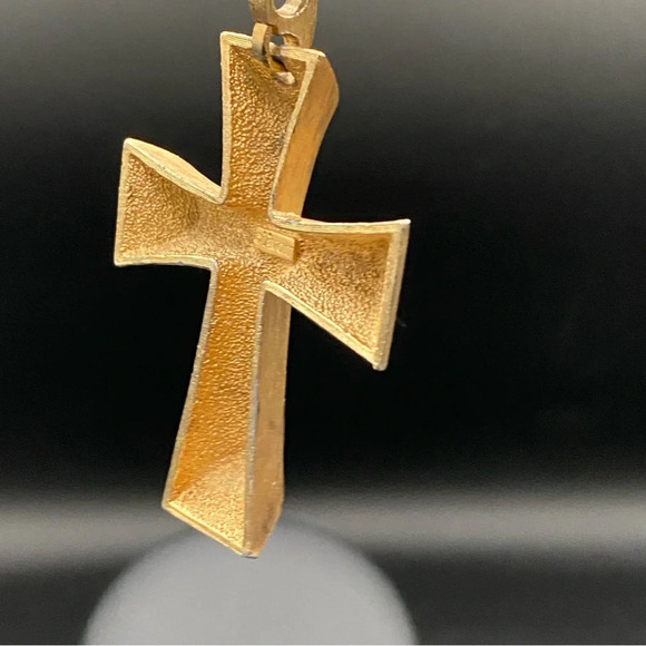 Vintage Avon 1976 Florentine Finish Brushed Gold Tone Cross - Picture 6 of 14